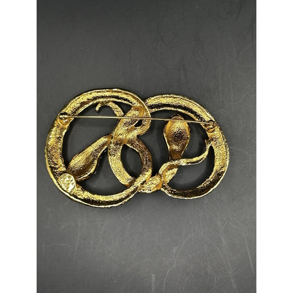 Vintage KJL Kenneth Jay Lane MEDUSA Brooch Pin Gold Snakes Cabochons Rhinestones - Picture 3 of 6